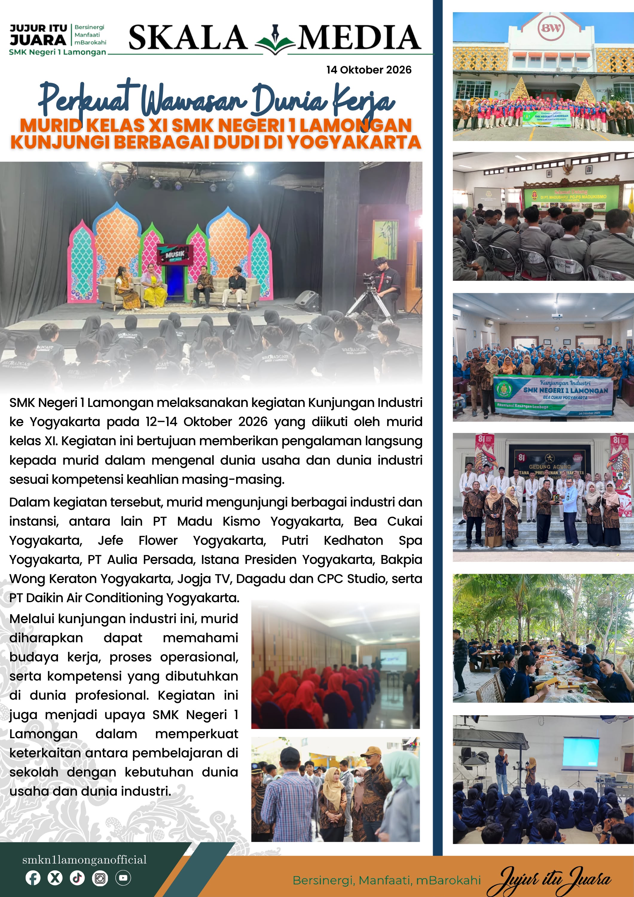 Perkuat Wawasan Dunia Kerja, Murid Kelas XI SMKN 1 Lamongan Kunjungi Berbagai Industri di Yogyakarta